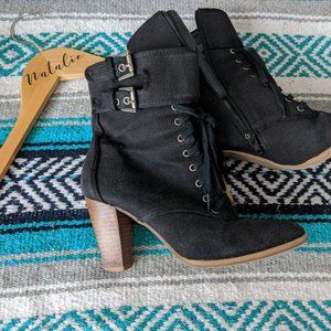 Black Heeled Canvas Boots | (GAP) Sz 7